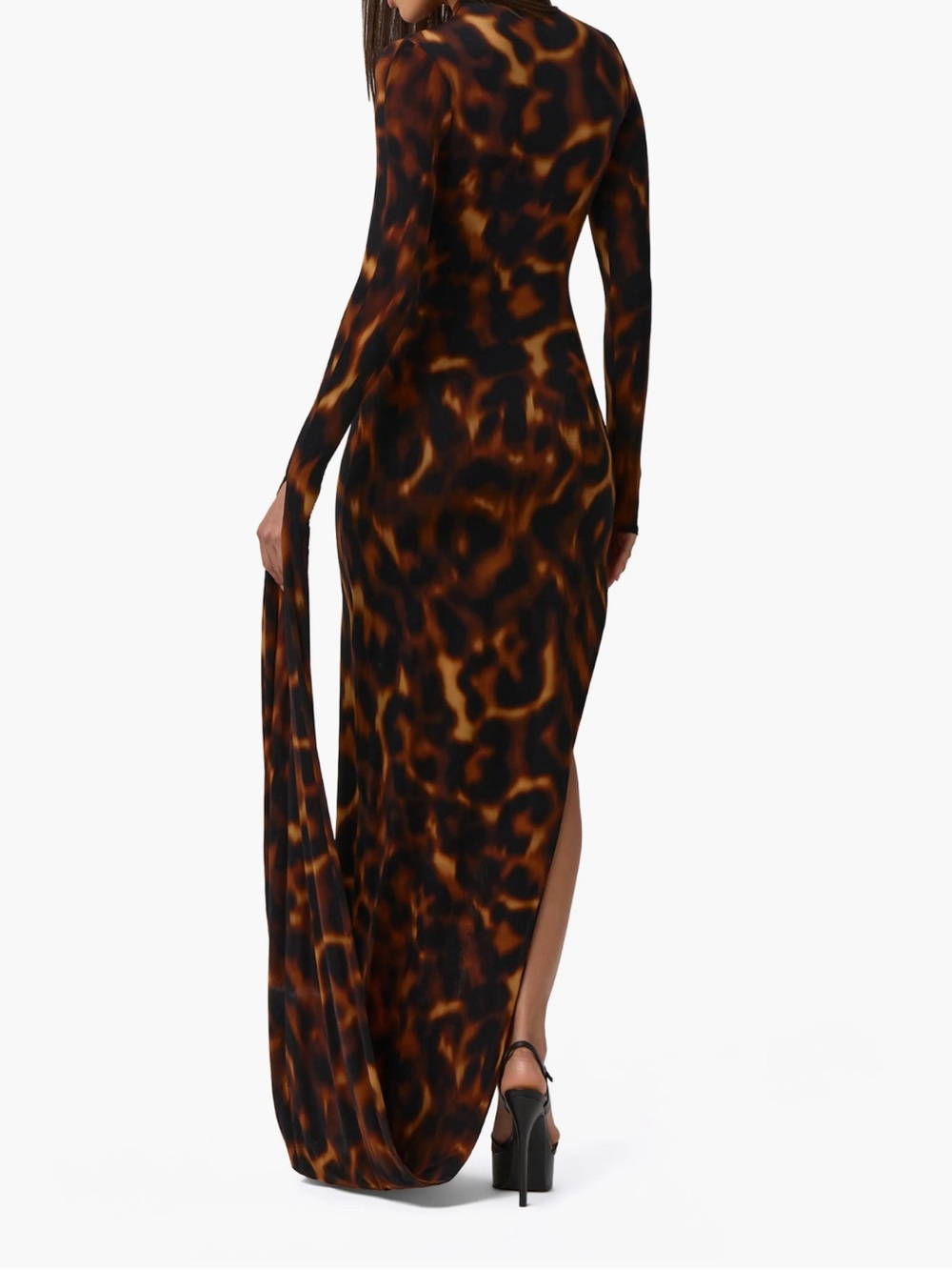 Naked Wardrobe Tortoiseshell Draped Long Sleeve Maxi Dress - Picture 5 of 7